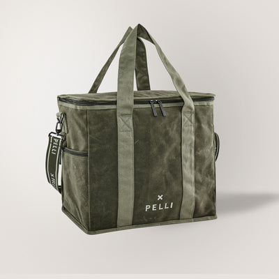 Chill Homie Crossbody Waxed Canvas Large Cooler Bag - Burnt Olive Green