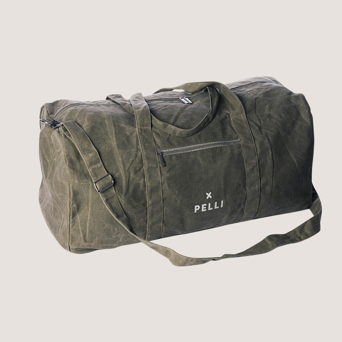 Large Canvas Duffle Bag I Waxed Canvas Army Green I Pelli Bags large-canvas-duffle-bag-i-waxed-canvas-army-green-i-pelli-bags