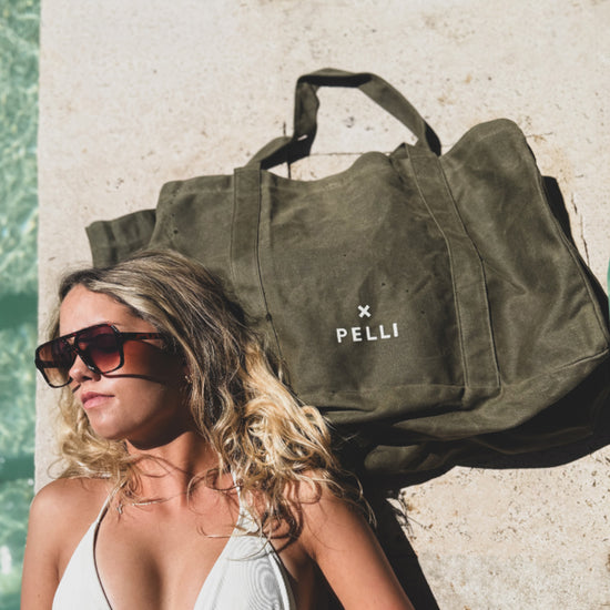 Beachy Keen Waxed Canvas Beach Bag - Burnt Olive