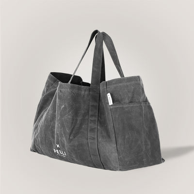 Beachy Keen Waxed Canvas Beach Bag - Charcoal Grey