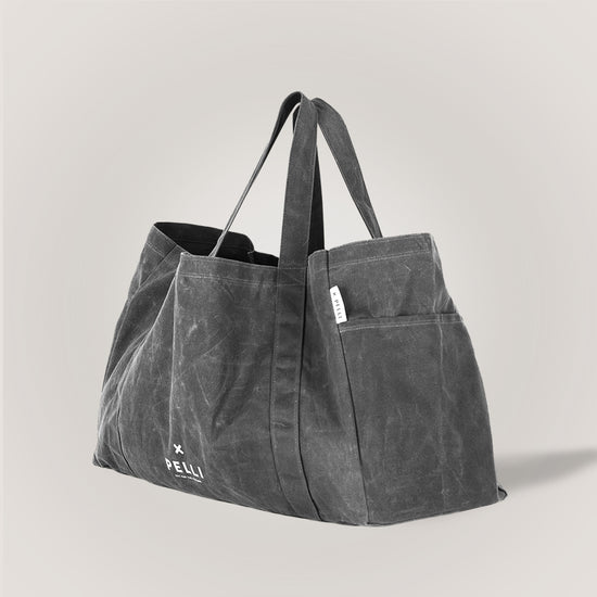Beachy Keen Waxed Canvas Beach Bag - Charcoal Grey