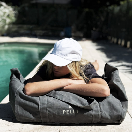 Beachy Keen Waxed Canvas Beach Bag - Charcoal Grey