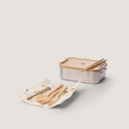 stainless steel and bamboo lunch box