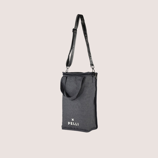 Load image into Gallery viewer, SECONDS On the Grapevine Jute Wine Cooler Bag - Charcoal Grey

