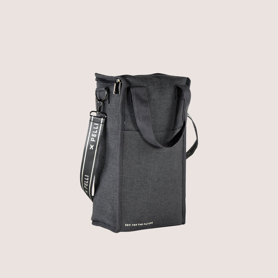 On the Grapevine Jute Wine Cooler Bag - Charcoal Grey