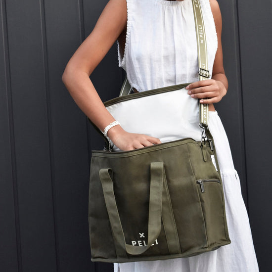 Load image into Gallery viewer, Chill Homie Crossbody Waxed Canvas Large Cooler Bag - Burnt Olive Green
