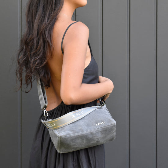 Load image into Gallery viewer, The Wanderer Waxed Canvas Crossbody Bag - Charcoal Grey
