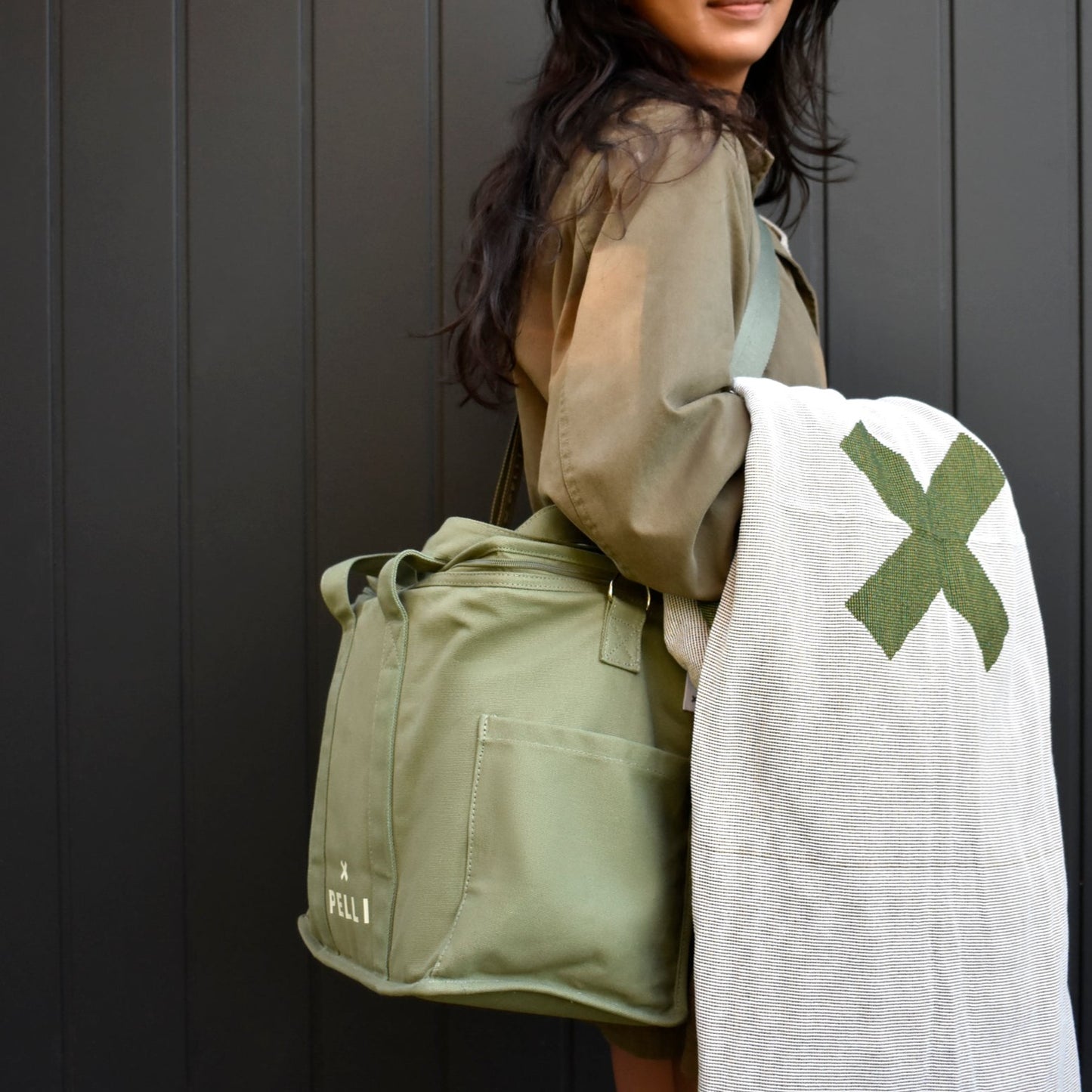 OK Chill Crossbody - Canvas Medium Cooler Bag with Shoulder Strap in Eucalyptus Green