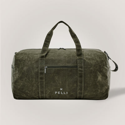 Overlander - Large Waxed Canvas Duffle Bag in Burnt Olive Green