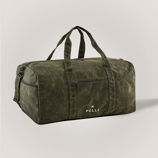 Overlander - Large Waxed Canvas Duffle Bag in Burnt Olive Green