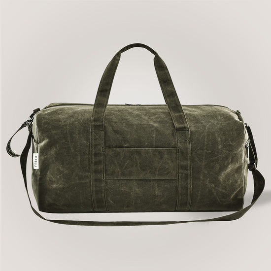 Overlander - Large Waxed Canvas Duffle Bag in Burnt Olive Green