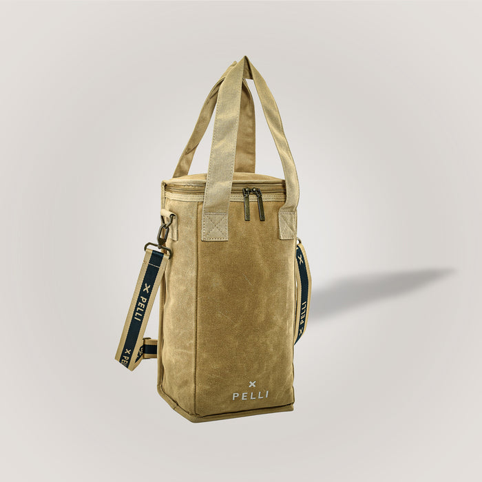 On the Grapevine Waxed Canvas Wine Cooler Bag - Ginger