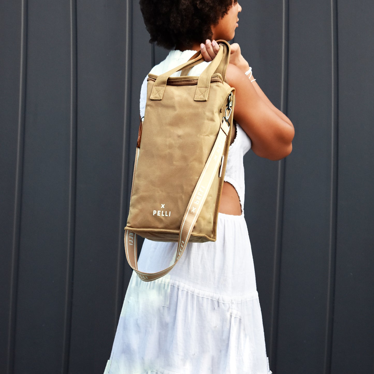 On the Grapevine Waxed Canvas Wine Cooler Bag - Ginger