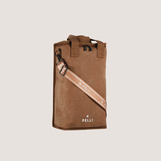 On the Grapevine Waxed Canvas Wine Cooler Bag - Ginger