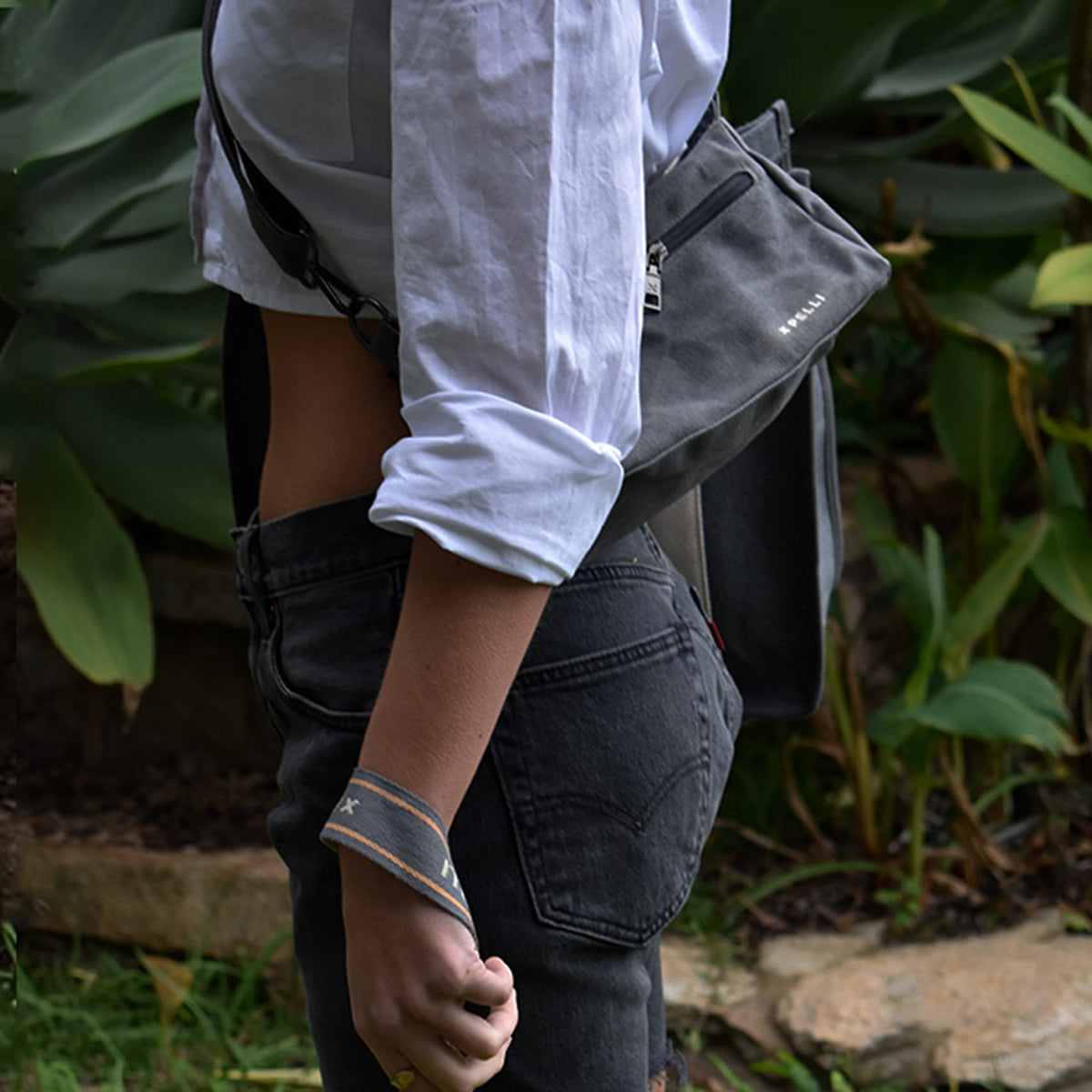 Load image into Gallery viewer, SECONDS The Wanderer Waxed Canvas Crossbody Bag - Charcoal Grey
