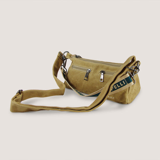 The Wanderer Waxed Canvas Crossbody Bag - Tan Brown