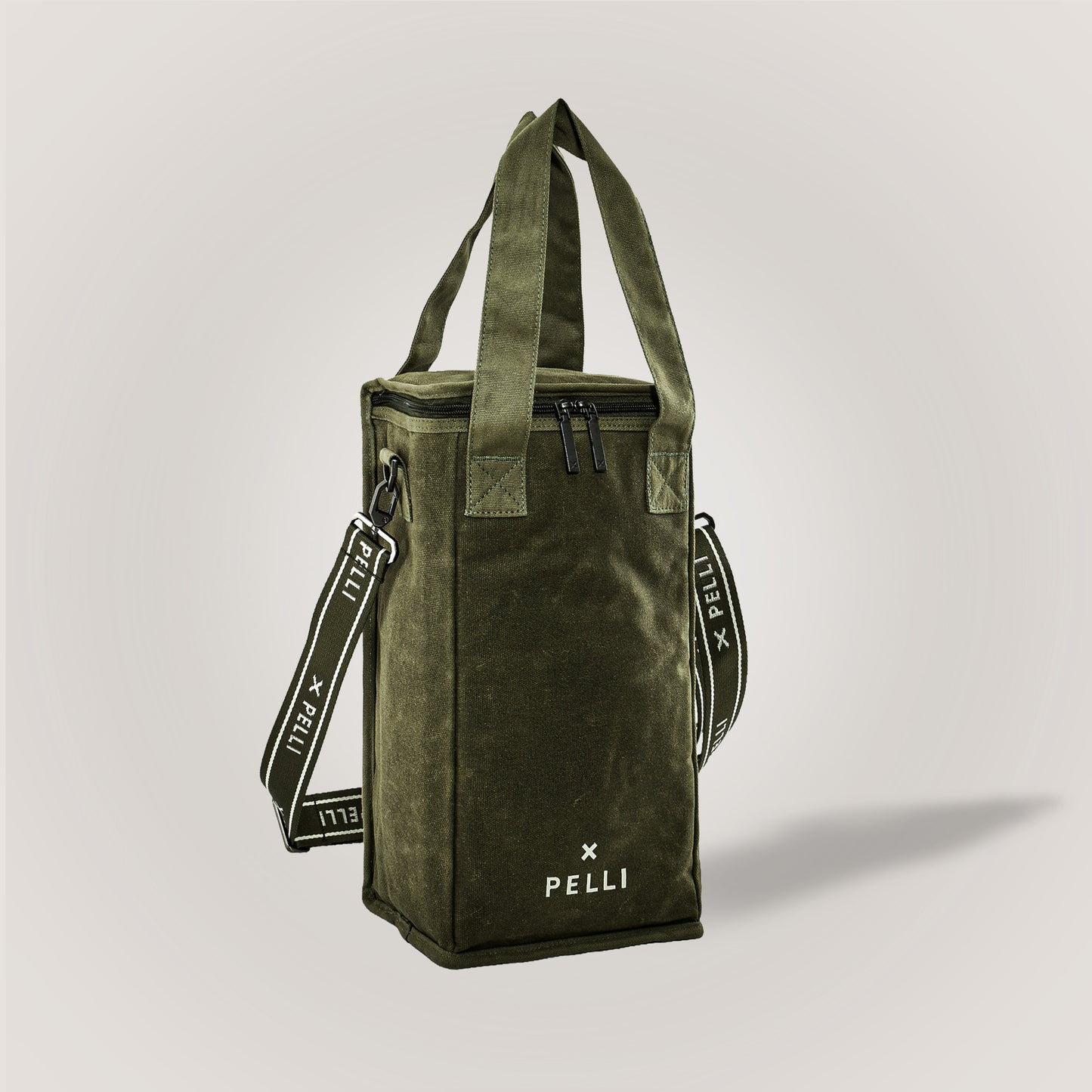 On the Grapevine Waxed Canvas Wine Cooler Bag - Burnt Olive