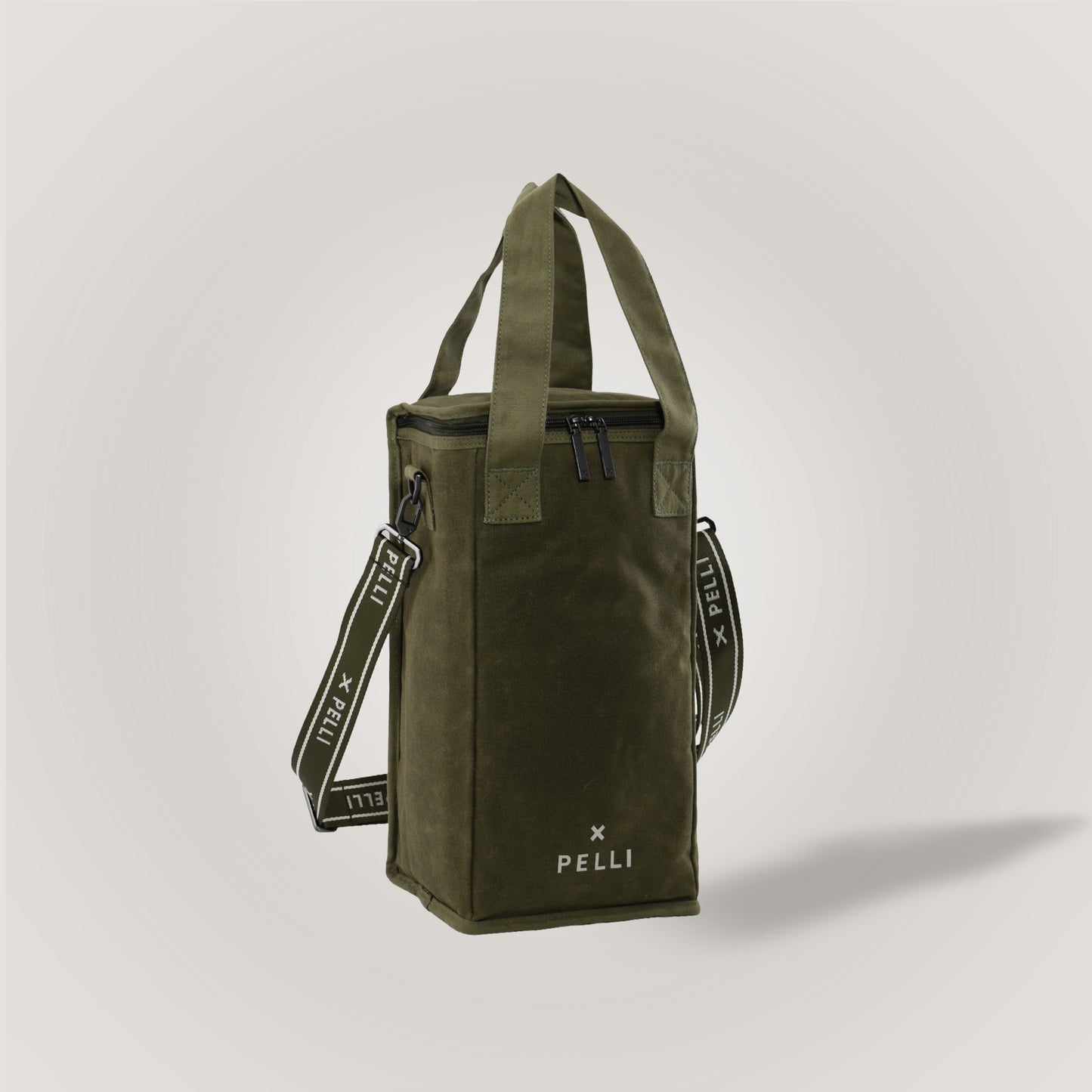 On the Grapevine Waxed Canvas Wine Cooler Bag - Burnt Olive