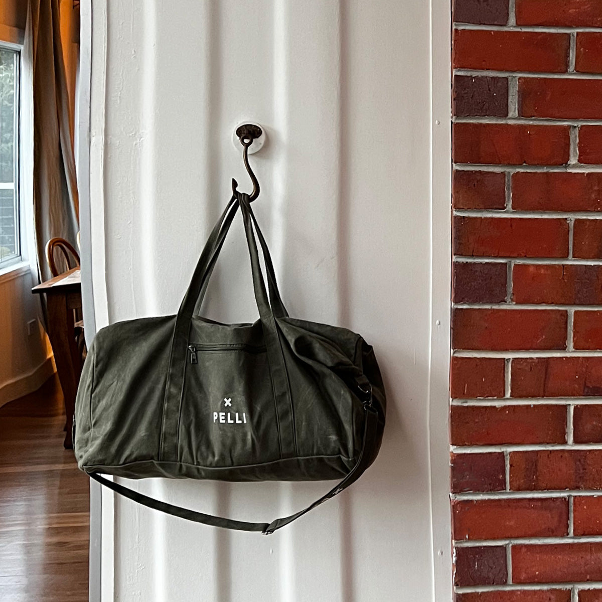 Large Waxed Canvas Duffle Bag in Army Green