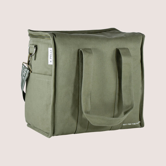 Load image into Gallery viewer, SECONDS OK Chill Crossbody - Canvas Medium Cooler Bag with Shoulder Strap in Eucalyptus Green
