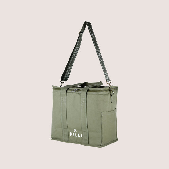 OK Chill Crossbody - Canvas Medium Cooler Bag with Shoulder Strap in Eucalyptus Green