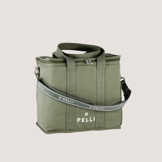 SECONDS OK Chill Crossbody - Canvas Medium Cooler Bag with Shoulder Strap in Eucalyptus Green