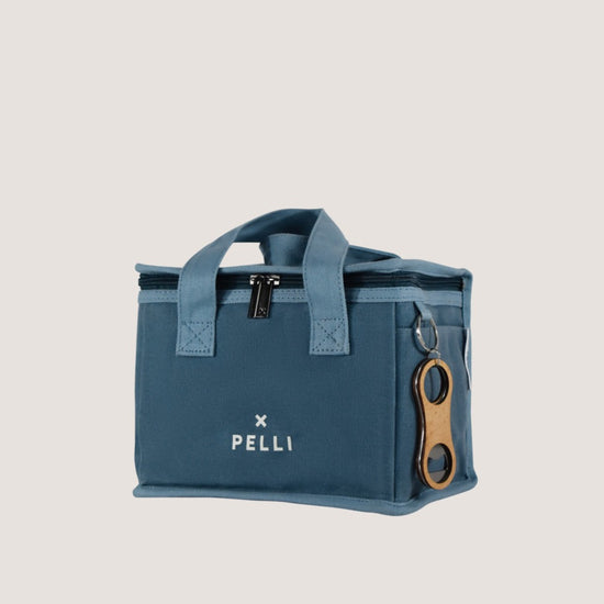Lunch Squared Waxed Canvas Square Lunch Bag - Dusty Blue