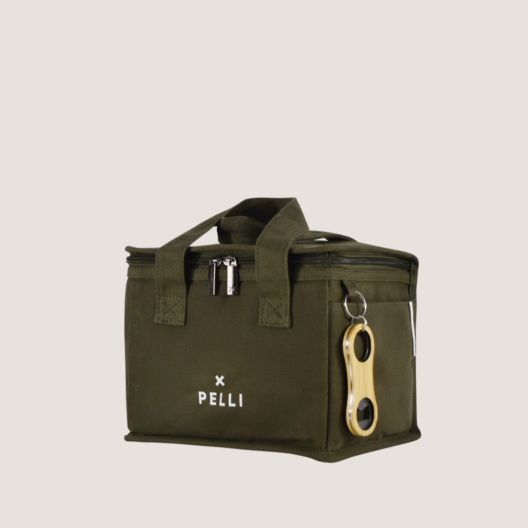 Lunch Squared Waxed Canvas Square Lunch Bag - Burnt Olive Green