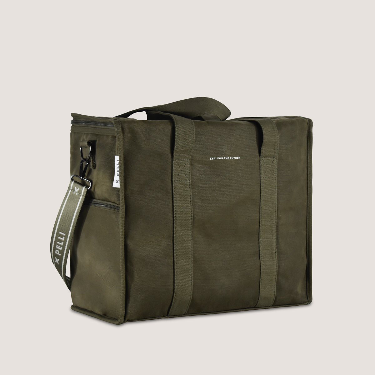 SECONDS Chill Homie Crossbody Waxed Canvas Large Cooler Bag - Burnt Olive Green