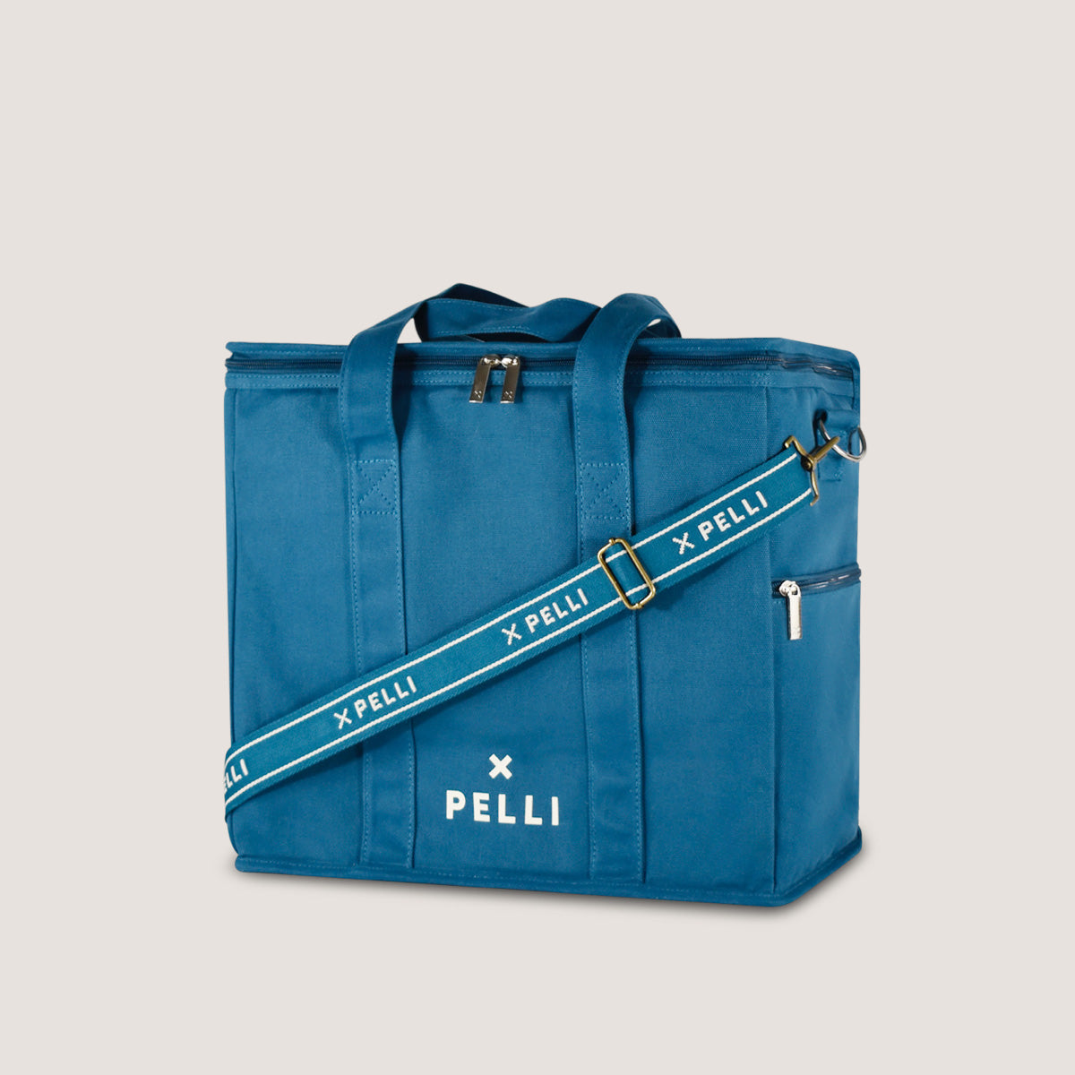 Load image into Gallery viewer, Chill Homie Crossbody -  Canvas Large Cooler Bag with Shoulder Strap in Dark Teal Blue
