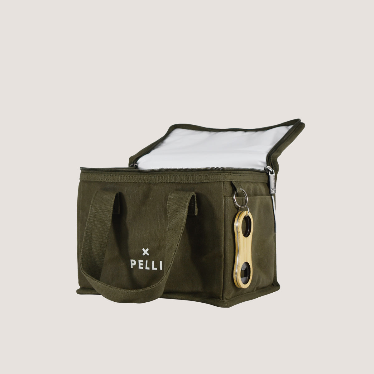 Lunch Squared Waxed Canvas Square Lunch Bag - Burnt Olive Green