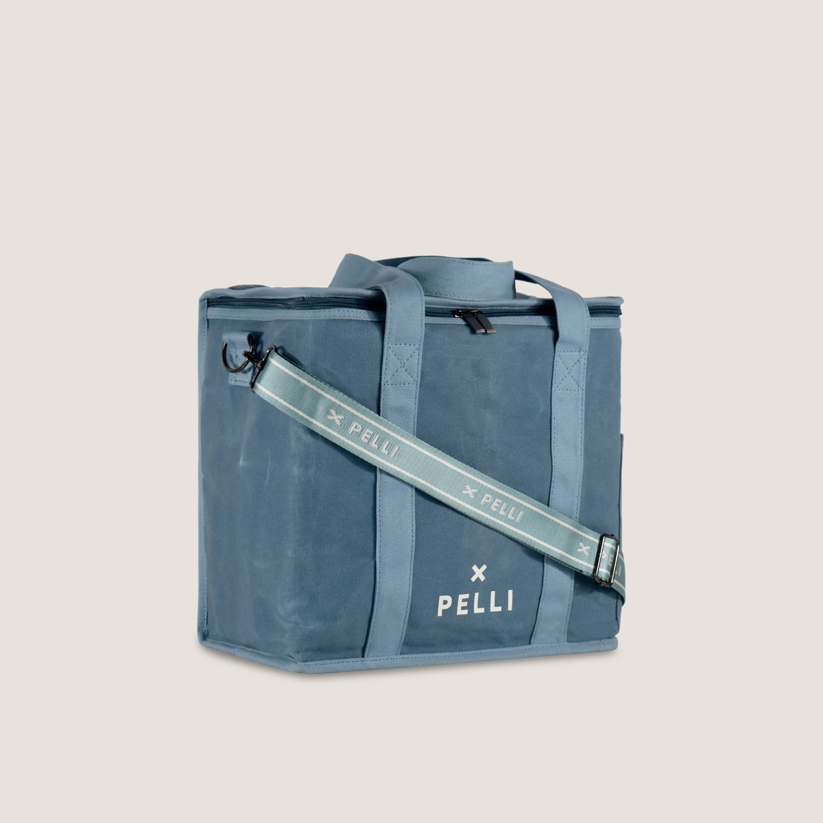 OK Chill Crossbody - Waxed Canvas Medium Cooler Bag with Shoulder Strap in Dusty Blue