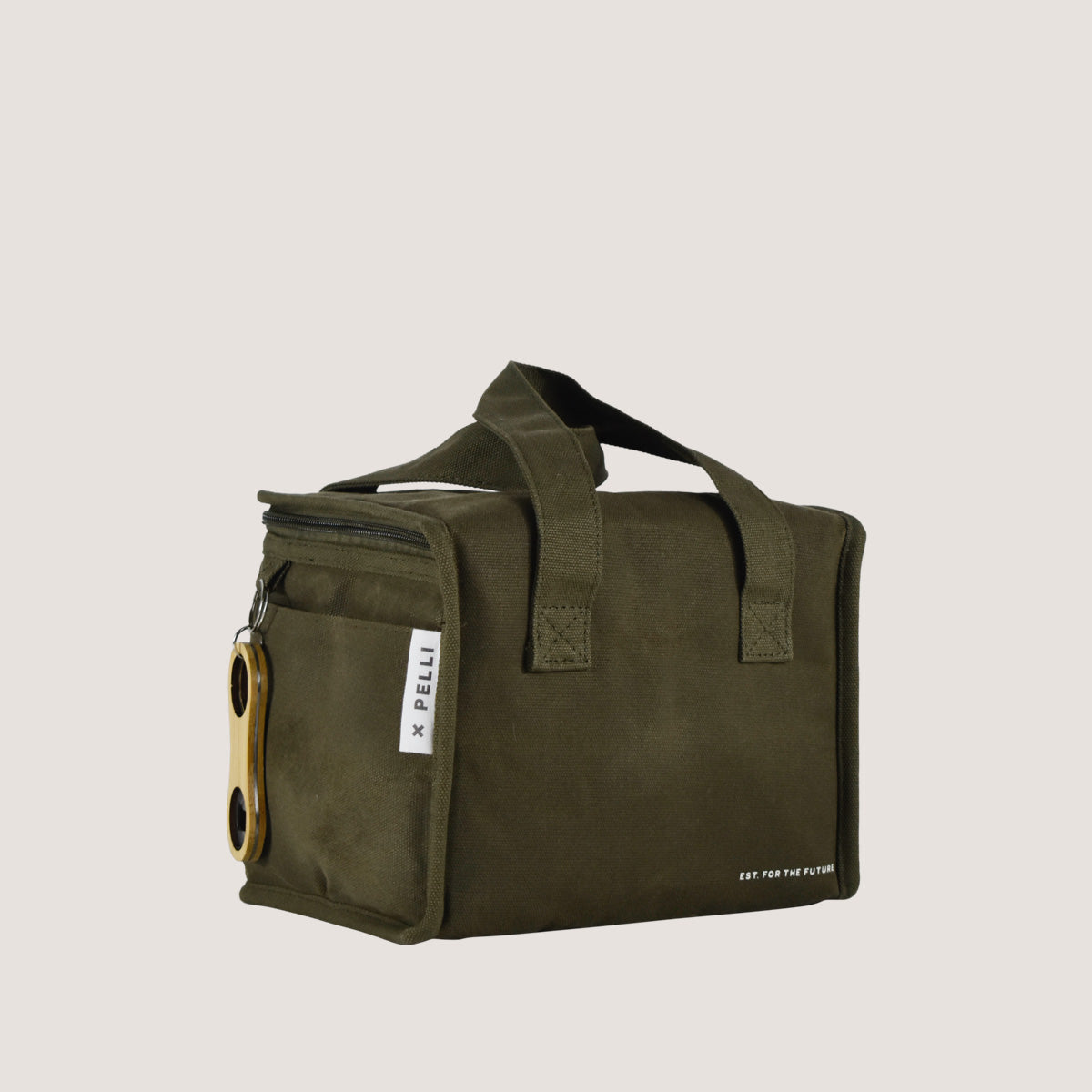 Load image into Gallery viewer, Lunch Squared Waxed Canvas Square Lunch Bag - Burnt Olive Green
