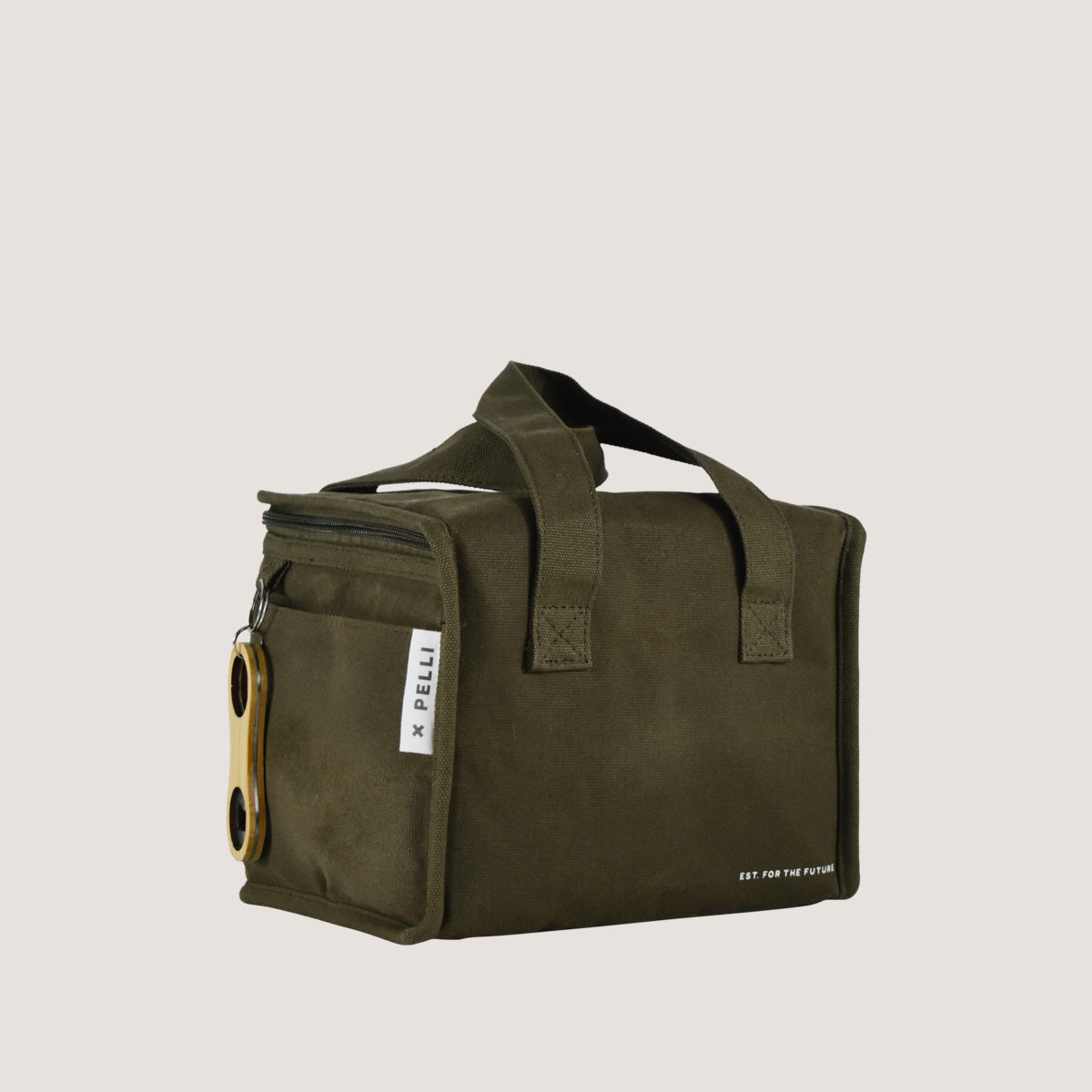 Lunch Squared Waxed Canvas Square Lunch Bag - Burnt Olive Green