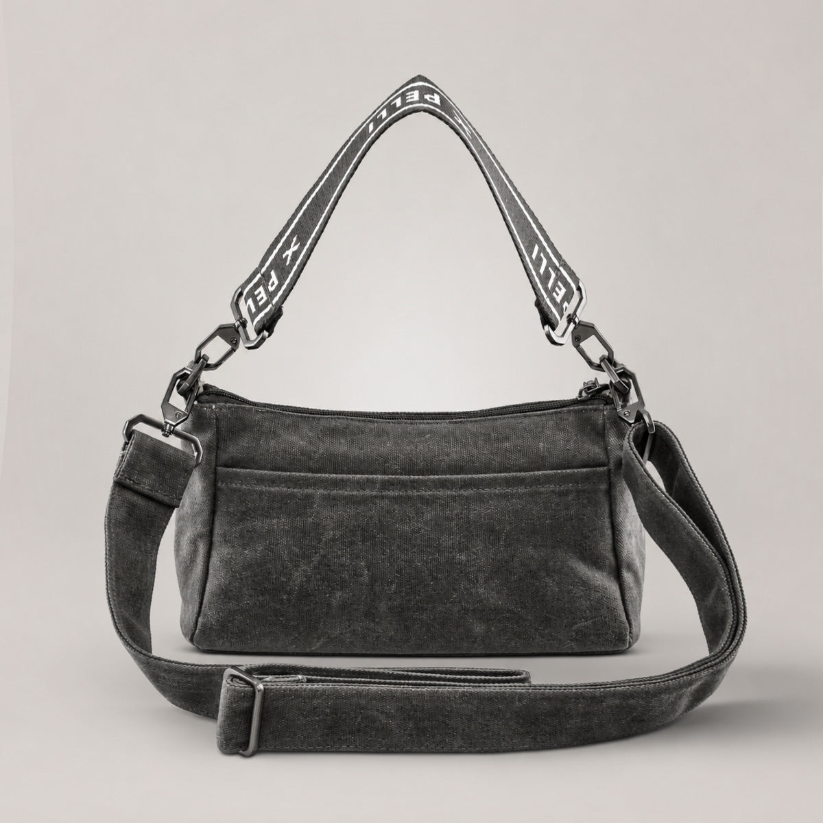 The Wanderer Waxed Canvas Crossbody Bag - Charcoal Grey