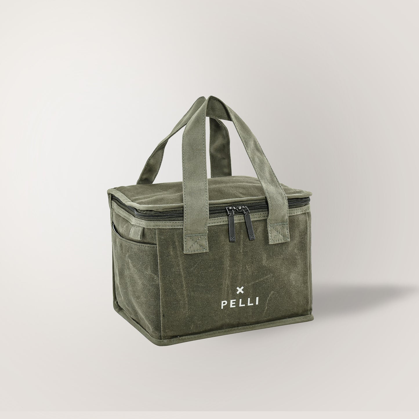 Lunch Squared Waxed Canvas Square Lunch Bag - Burnt Olive Green