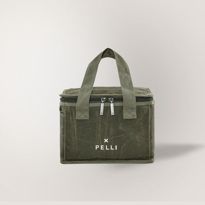 Lunch Squared Waxed Canvas Square Lunch Bag - Burnt Olive Green