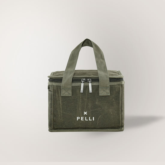 Lunch Squared Waxed Canvas Square Lunch Bag - Burnt Olive Green