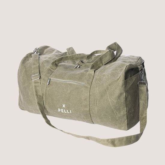 Load image into Gallery viewer, Medium Waxed Canvas Duffle Bag - Moss Green
