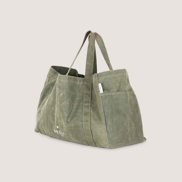 Large Beach Bag in Waxed Canvas.