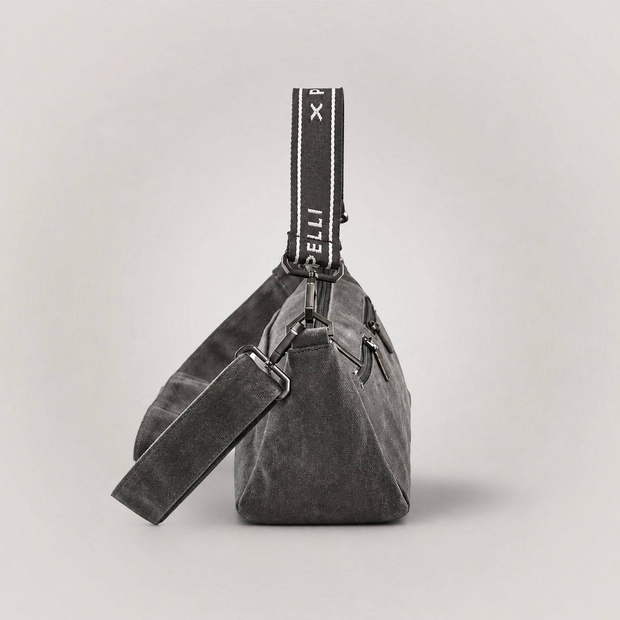The Wanderer Waxed Canvas Crossbody Bag - Charcoal Grey