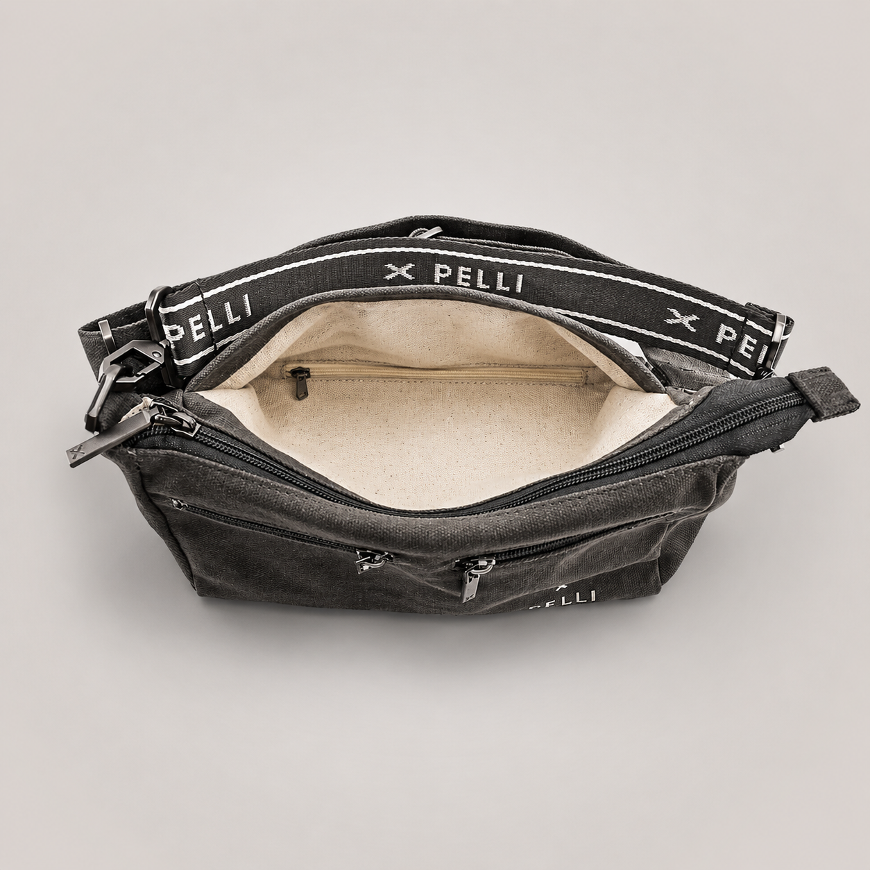 The Wanderer Waxed Canvas Crossbody Bag - Charcoal Grey
